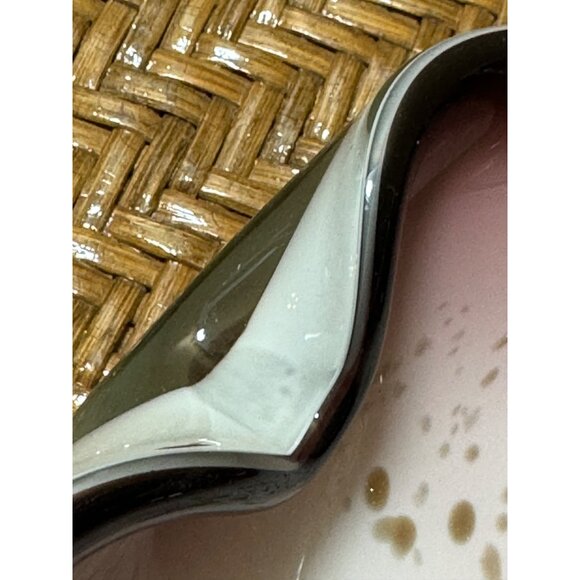 Murano Art Glass Bowl  Freeform Pink Black Purple White And Gold Swirl Design - Picture 9 of 11